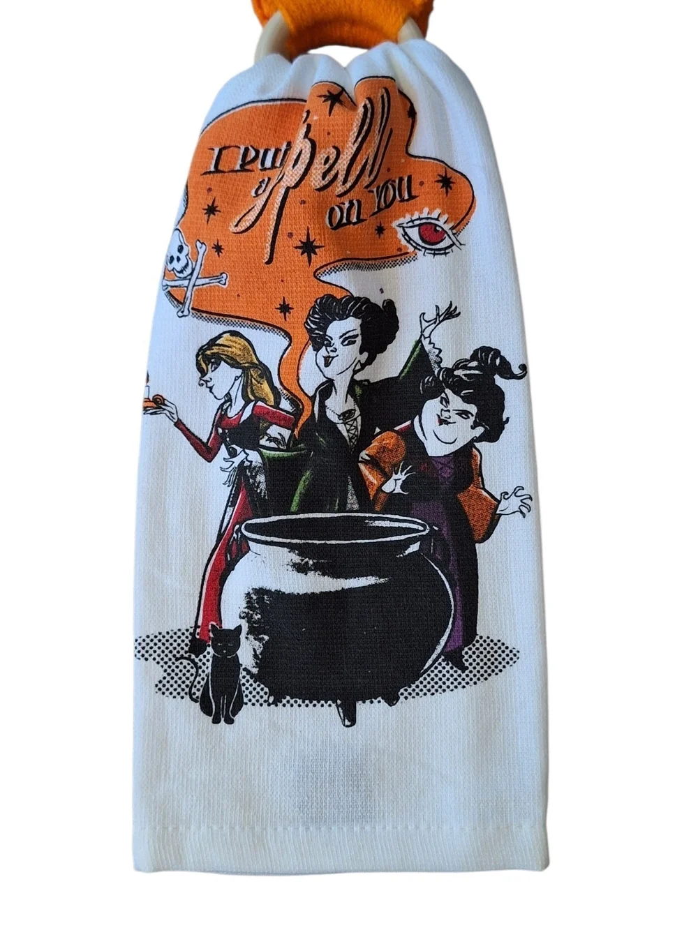 Disney Hocus Pocus Dish Towel & Handmade Crochet Towel Holder NWOT